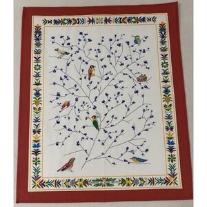 Francois Le Villec Quimper Tea Towel French Birds Hummingbird Winter Berry Flaws